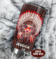 Personalized Native American Feather Woman Stainless Steel Tumbler, Tumbler Cups For Coffee/Tea, Great Customized Gifts For Birthday Christmas Thanksgiving