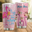 Personalized Flamingo Wearing Flowers Salty Lips Stainless Steel Tumbler Perfect Gifts For Flamingo Lover Tumbler Cups For Coffee/Tea, Great Customized Gifts For Birthday Christmas Thanksgiving
