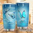 Personalized Blue Butterfly Angels Among Us Stainless Steel Tumbler Perfect Gifts For Butterfly Lover Tumbler Cups For Coffee/Tea, Great Customized Gifts For Birthday Christmas Thanksgiving