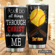 Personalized Softball Bat I Can Do All Things Stainless Steel Tumbler Tumbler Cups For Coffee/Tea Great Customized Gifts For Birthday Christmas Thanksgiving Perfect Gifts For Softball Lovers