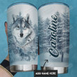 Personalized Snowy Wolf In The Forest Stainless Steel Tumbler, Tumbler Cups For Coffee/Tea, Great Customized Gifts For Birthday Christmas Thanksgiving