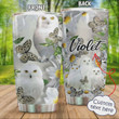 Personalized White Owls With Butterflies Stainless Steel Tumbler, Tumbler Cups For Coffee/Tea, Great Customized Gifts For Birthday Christmas Thanksgiving