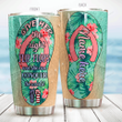 Personalized Flip Flops Tropical She Can Conquor The World Stainless Steel Tumbler Perfect Gifts For Flip Flop Lover Tumbler Cups For Coffee/Tea, Great Customized Gifts For Birthday Christmas Thanksgiving