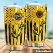 Personalized Sunflower American Flag Stainless Steel Tumbler Perfect Gifts For Sunflower Lover Tumbler Cups For Coffee/Tea, Great Customized Gifts For Birthday Christmas Thanksgiving