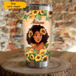 Personalized Black Girl She's Sunshine Mixed With A Little Hurricane Stainless Steel Tumbler, Tumbler Cups For Coffee/Tea, Great Customized Gifts For Birthday Christmas Thanksgiving