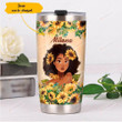 Personalized Black Girl She's Sunshine Mixed With A Little Hurricane Stainless Steel Tumbler, Tumbler Cups For Coffee/Tea, Great Customized Gifts For Birthday Christmas Thanksgiving