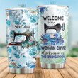 Personalized Sewing Machine Welcome To My Women Cave Stainless Steel Tumbler Perfect Gifts For Sewing Lover Tumbler Cups For Coffee/Tea, Great Customized Gifts For Birthday Christmas Thanksgiving