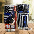 Personalized Police Sunflower American Fla Back The Blue Stainless Steel Tumbler Perfect Gifts For Police Tumbler Cups For Coffee/Tea, Great Customized Gifts For Birthday Christmas Thanksgiving