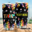 Personalized Colorful Crayons Teacher Stainless Steel Tumbler Perfect Gifts For Teacher Tumbler Cups For Coffee/Tea, Great Customized Gifts For Birthday Christmas Thanksgiving