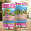 Personalized Flamingo Life Is Easy At The Beach Stainless Steel Tumbler Perfect Gifts For Flamingo Lover Tumbler Cups For Coffee/Tea, Great Customized Gifts For Birthday Christmas Thanksgiving