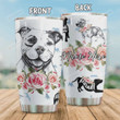 Personalized Pitbull Drawing Art Stainless Steel Tumbler, Tumbler Cups For Coffee/Tea, Great Customized Gifts For Birthday Christmas Thanksgiving