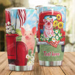 Personalized Pig With Red Car Sunflower Stainless Steel Tumbler Perfect Gifts For Pig Lover Tumbler Cups For Coffee/Tea, Great Customized Gifts For Birthday Christmas Thanksgiving