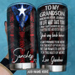 Personalized Puerto Rico From Grandma To My Grandson Pray You'll Always Be Safe Stainless Steel Tumbler Tumbler Cups For Coffee/Tea Great Customized Gifts For Birthday Christmas Thanksgiving