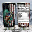 American Fishing Flag Personalized Tumbler Cup, Fisherman Nutrition Facts, Stainless Steel Vacuum Insulated Tumbler 20 Oz, Great Gifts For Birthday Christmas, Tumbler Cups For Coffee/Tea With Lid