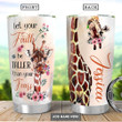 Giraffe Faith Personalized Tumbler Cup Let Your Faith Be Taller Than Your Fear Pink Stainless Steel Insulated Tumbler 20 Oz Best Gifts For Giraffe Lovers Great Gifts For Birthday Christmas