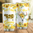 Personalized Cow Sunflower Just A Girl Who Loves Cows Stainless Steel Tumbler, Tumbler Cups For Coffee/Tea, Great Customized Gifts For Birthday Christmas Thanksgiving