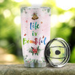 Baby Elephant Christmas Personalized Tumbler Cup Life Is Beautiful Stainless Steel Insulated Tumbler 20 Oz Best Christmas Gifts Great Gifts For Elephant Lovers Tumbler For Coffee/ Tea With Lid