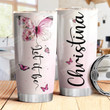 Pink Flower Butterfly Let It Be Personalized Tumbler Cup Stainless Steel Vacuum Insulated Tumbler 20 Oz Tumbler For Butterfly Lovers Great Customized Gifts For Birthday Christmas Thanksgiving