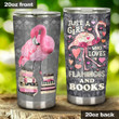 A Girl Who Loves Flamingo And Books Stainless Steel Tumbler, Tumbler Cups For Coffee/Tea, Great Customized Gifts For Birthday Christmas Thanksgiving