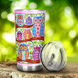 Colored Cute Owls Pattern Stainless Steel Tumbler, Tumbler Cups For Coffee/Tea, Great Customized Gifts For Birthday Christmas Thanksgiving Gift For Owls Lovers