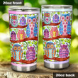 Colored Cute Owls Pattern Stainless Steel Tumbler, Tumbler Cups For Coffee/Tea, Great Customized Gifts For Birthday Christmas Thanksgiving Gift For Owls Lovers