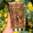 Wooden Bee Pattern Stainless Steel Tumbler, Tumbler Cups For Coffee/Tea, Great Customized Gifts For Birthday Christmas Thanksgiving