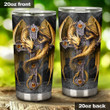 Golden Dragon And Sword Stainless Steel Tumbler, Tumbler Cups For Coffee/Tea, Great Customized Gifts For Birthday Christmas Thanksgiving