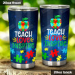 Teach Love Inspire Jigsaw Puzzle Apple Stainless Steel Tumbler, Tumbler Cups For Coffee/Tea, Great Customized Gifts For Birthday Christmas Thanksgiving