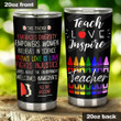 Teach Love Inspire Teacher Crayons Stainless Steel Tumbler, Tumbler Cups For Coffee/Tea, Great Customized Gifts For Birthday Christmas Thanksgiving