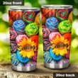 Colorful Yarns Sewing Sunflowers Stainless Steel Tumbler, Tumbler Cups For Coffee/Tea, Great Customized Gifts For Birthday Christmas Thanksgiving