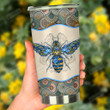 Blue Wing Bee Lotus Art Stainless Steel Tumbler, Tumbler Cups For Coffee/Tea, Great Customized Gifts For Birthday Christmas Thanksgiving