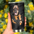 German Shepherd In Black Pocket Stainless Steel Tumbler, Tumbler Cups For Coffee/Tea, Great Customized Gifts For Birthday Christmas Thanksgiving