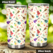 Ukulele And Leaves Pattern Stainless Steel Tumbler, Tumbler Cups For Coffee/Tea, Great Customized Gifts For Birthday Christmas Thanksgiving
