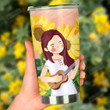 Sunflower Girl Playing Ukulele Stainless Steel Tumbler, Tumbler Cups For Coffee/Tea, Great Customized Gifts For Birthday Christmas Thanksgiving