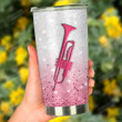 Pink Trumpet Girl Loves Her Trumpet Stainless Steel Tumbler, Tumbler Cups For Coffee/Tea, Great Customized Gifts For Birthday Christmas Thanksgiving