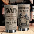 Dad No Matter How Tall I Get I Will Look Up To You Firefighter American Flag Tumbler Best Gifts For Firefighter Dad From Son Father's Day 20 Oz Sport Bottle Stainless Steel Vacuum Insulated Tumbler