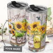 Personalized Sunflower Hummingbird Believe Faith Hope Love Stainless Steel Tumbler, Tumbler Cups For Coffee/Tea, Great Customized Gifts For Birthday Christmas Thanksgiving