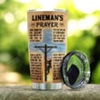 Lineman Faith Personalized Tumbler Cup Cross Lineman's Prayer Stainless Steel Insulated Tumbler 20 Oz Coffee/ Tea Tumbler With Lid Great Customized Gifts For Birthday Christmas Thanksgiving