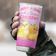 Personalized Just A Girl Who Loves Chickens Stainless Steel Tumbler, Tumbler Cups For Coffee/Tea, Great Customized Gifts For Birthday Christmas Thanksgiving