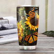 Personalized Sunflower Butterfly Tumbler Cup Stainless Steel Vacuum Insulated Tumbler 20 Oz Great Customized Gifts For Birthday Christmas Thanksgiving Coffee/ Tea Tumbler With Lid
