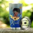 Sunflower Butterfly Black Women Picture Personalized  Tumbler Cup Black Is Beautiful Stainless Steel Insulated Tumbler 20 Oz Best Gifts For Girls Great Gifts For Birthday Christmas Thanksgiving