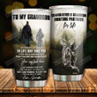 Personalized To My Grandson Tumbler Granffather & Grandson Hunting Partners Stainless Steel Vacuum Insulated Double Wall Travel Tumbler With Lid, Tumbler Cups For Coffee/Tea, Perfect Gifts For Grandson