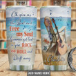 Acoustic Guitar On Beach Personalized Tumbler Cup Give Me The Beat And Free My Soul Stainless Steel Vacuum Insulated Tumbler 20 Oz  Best Gifts For Guitarist On Birthday Christmas Thanksgiving