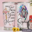 Flower Christian Cross White Horse Faith Personalized Tumbler Cup This Girl Runs On Jesus And Horses Stainless Steel Insulated Tumbler 20 Oz Best Gifts For Horse Lovers Great Birthday Gifts