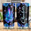 Blue Flower Butterfly Personalized Tumbler Cup Stainless Steel Vacuum Insulated Tumbler 20 Oz Coffee/ Tea Tumbler With Lid Perfect Customized Gifts For Birthday Christmas Thanksgiving
