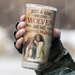 Personalized Native American Girl Loves Wolves Stainless Steel Tumbler, Tumbler Cups For Coffee/Tea, Great Customized Gifts For Birthday Christmas Thanksgiving