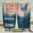 Bible Blue Butterfly Personalized Tumbler Cup The Lord Will Stand With You And Give You Strength Stainless Steel Vacuum Insulated Tumbler 20 Oz Great Gifts For Birthday Christmas Thanksgiving