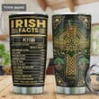 Irish Facts Personalized Tumbler Cup, Cross, Stainless Steel Vacuum Insulated Tumbler 20 Oz  Best Gifts For Birthday Christmas St Patrick's Day Tumbler For Coffee/ Tea With Lid