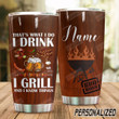Personalized BBQ Tumbler That's What I Do Drink I Grill Best Custom Name Gifts For BBQ Lovers BBQ Parties BBQ Chefs BBQ Boss 20 Oz Sport Bottle Stainless Steel Vacuum Insulated Tumbler