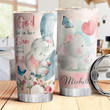 Baby Elephant Faith Personalized Tumbler Cup God Is In Her She Will Not Fall Stainless Steel Insulated Tumbler 20 Oz Best Gifts For Birthday Christmas Thanksgiving Gifts For Elephant Lovers